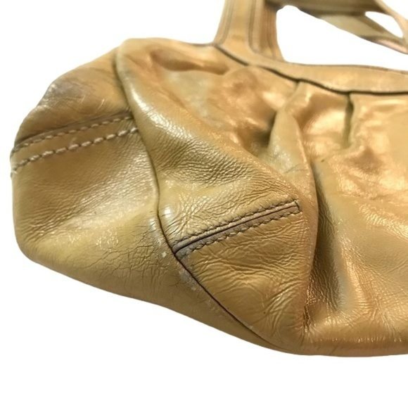 Vintage Coach Ergo Yellow Pleated Leather Kisslock Hobo Purse Bag - Picture 5 of 15